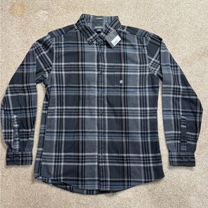 New Eddie Bauer Men's M Blue Plaud Flannel Favorite Button Down Shirt